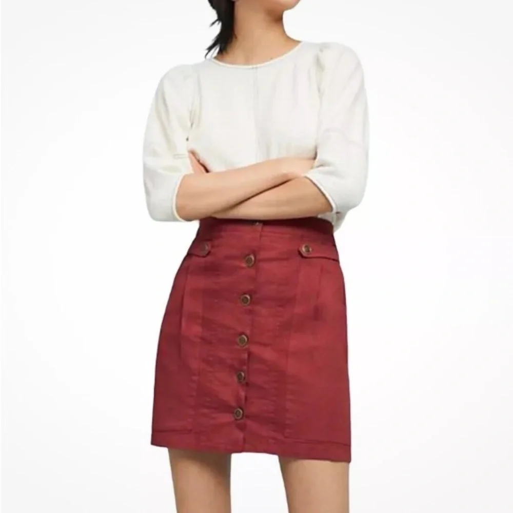 NWT Anthropologie brand AMADI Jupe Button Front Terra Cotta Mini Skirt size M